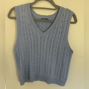 Periwinkle V-Neck Cable Knit Vest